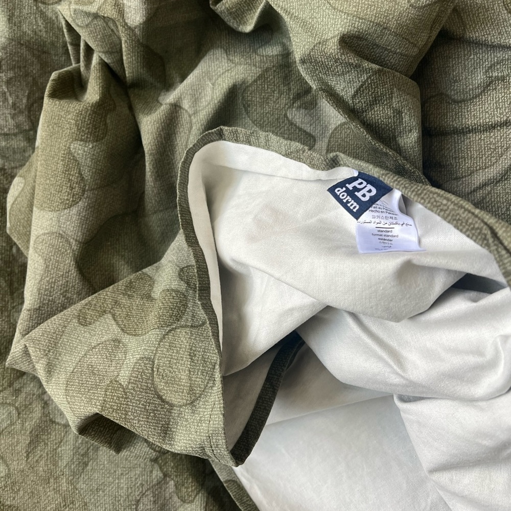 Pottery Barn Dorm camouflage Duvet and standard shams
